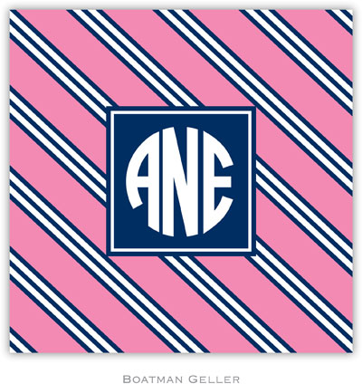 Personalized Coasters by Boatman Geller (Repp Tie Pink & Navy Preset)