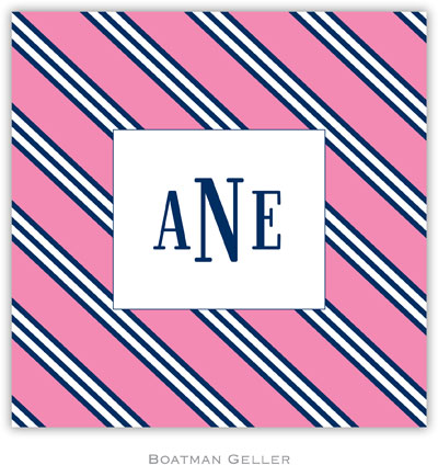 Personalized Coasters by Boatman Geller (Repp Tie Pink & Navy)