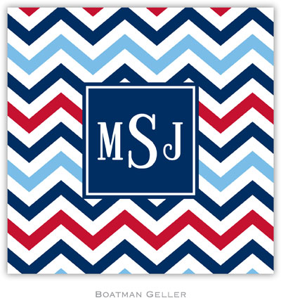 Personalized Coasters by Boatman Geller (Chevron Blue & Red Preset)