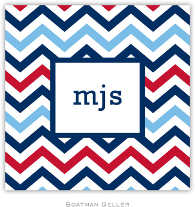 Personalized Coasters by Boatman Geller (Chevron Blue & Red)