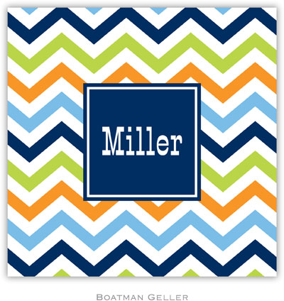 Personalized Coasters by Boatman Geller (Chevron Blue Orange & Lime Preset)