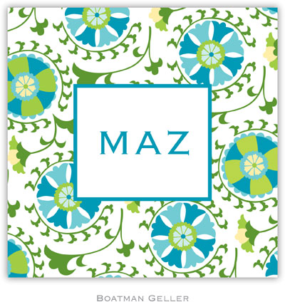 Personalized Coasters by Boatman Geller (Suzani Teal) Personalized Coasters by Boatman Geller (Suzani Teal)