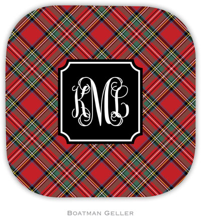 Personalized Hardbacked Coasters by Boatman Geller (Plaid Red Preset)