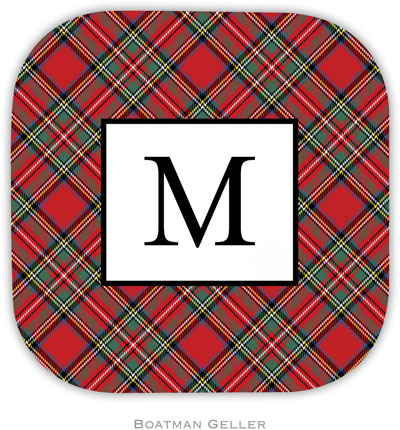 Personalized Hardbacked Coasters by Boatman Geller (Plaid Red )