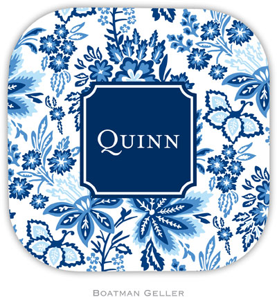 Personalized Hardbacked Coasters by Boatman Geller (Classic Floral Blue Preset)