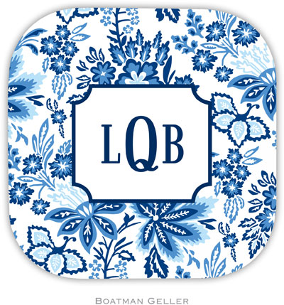 Personalized Hardbacked Coasters by Boatman Geller (Classic Floral Blue)