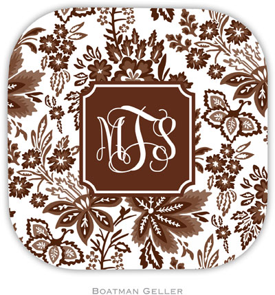 Personalized Hardbacked Coasters by Boatman Geller (Classic Floral Brown Preset)