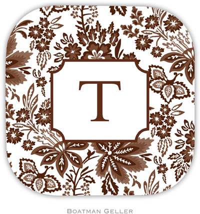Personalized Hardbacked Coasters by Boatman Geller (Classic Floral Brown)