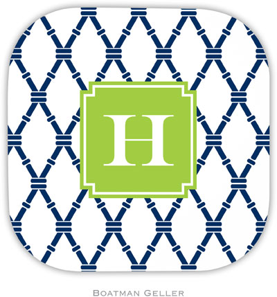 Personalized Hardbacked Coasters by Boatman Geller (Bamboo Navy & Green Preset)