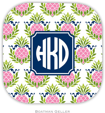 Personalized Hardbacked Coasters by Boatman Geller (Pineapple Repeat Pink Preset)