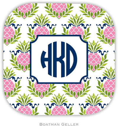 Personalized Hardbacked Coasters by Boatman Geller (Pineapple Repeat Pink)
