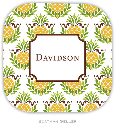Personalized Hardbacked Coasters by Boatman Geller (Pineapple Repeat)