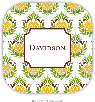 Personalized Hardbacked Coasters by Boatman Geller (Pineapple Repeat)