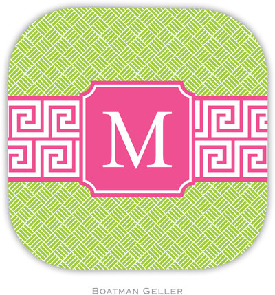 Personalized Hardbacked Coasters by Boatman Geller (Greek Key Band Pink Preset) Personalized Hardbacked Coasters by Boatman Geller (Greek Key Band Pink Preset)