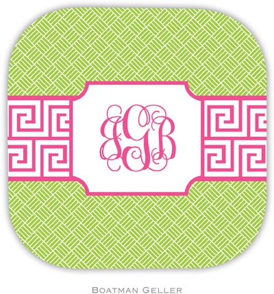 Personalized Hardbacked Coasters by Boatman Geller (Greek Key Band Pink) Personalized Hardbacked Coasters by Boatman Geller (Greek Key Band Pink)