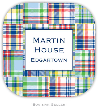 Personalized Hardbacked Coasters by Boatman Geller (Madras Patch Blue) Personalized Hardbacked Coasters by Boatman Geller (Madras Patch Blue)