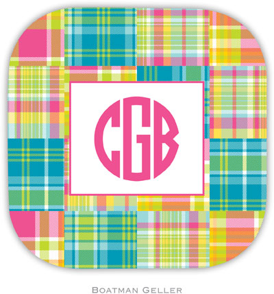 Personalized Hardbacked Coasters by Boatman Geller (Madras Patch Bright)