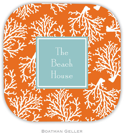 Personalized Hardbacked Coasters by Boatman Geller (Coral Repeat Preset)