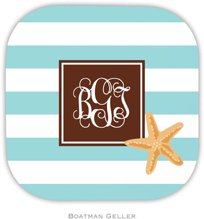 Personalized Hardbacked Coasters by Boatman Geller (Stripe Starfish Preset)