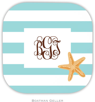 Personalized Hardbacked Coasters by Boatman Geller (Stripe Starfish)