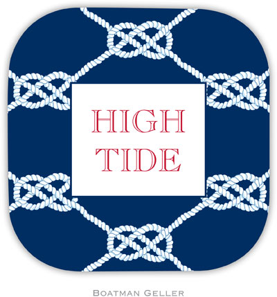 Personalized Hardbacked Coasters by Boatman Geller (Nautical Knot Navy)