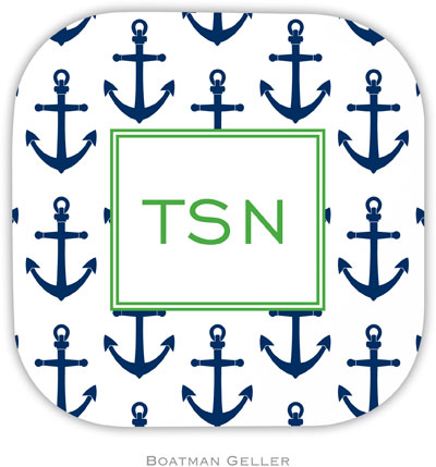 Personalized Hardbacked Coasters by Boatman Geller (Anchors Navy)