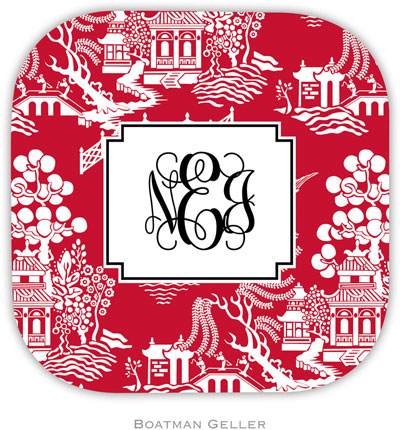 Personalized Hardbacked Coasters by Boatman Geller (Chinoiserie Red)
