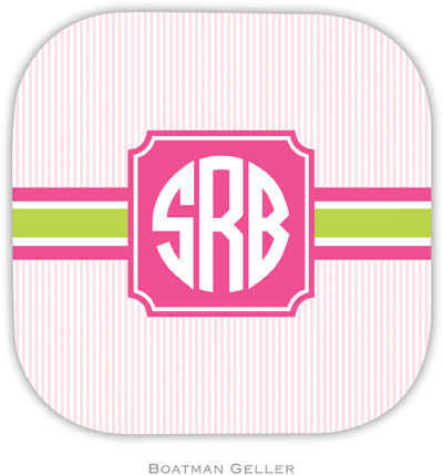 Personalized Hardbacked Coasters by Boatman Geller (Seersucker Band Pink & Green) Personalized Hardbacked Coasters by Boatman Geller (Seersucker Band Pink & Green)