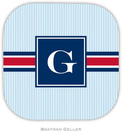 Personalized Hardbacked Coasters by Boatman Geller (Seersucker Band Red & Navy) Personalized Hardbacked Coasters by Boatman Geller (Seersucker Band Red & Navy)