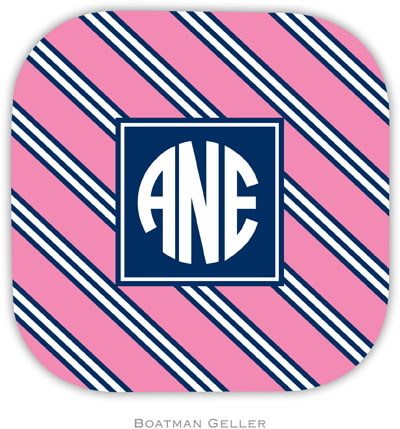 Personalized Hardbacked Coasters by Boatman Geller (Repp Tie Pink & Navy Preset) Personalized Hardbacked Coasters by Boatman Geller (Repp Tie Pink & Navy Preset)