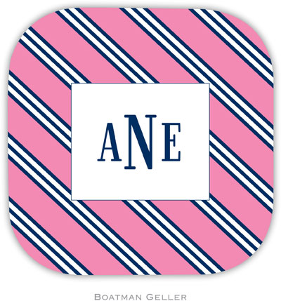 Personalized Hardbacked Coasters by Boatman Geller (Repp Tie Pink & Navy) Personalized Hardbacked Coasters by Boatman Geller (Repp Tie Pink & Navy)