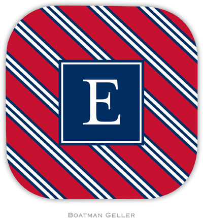 Personalized Hardbacked Coasters by Boatman Geller (Repp Tie Red & Navy Preset)