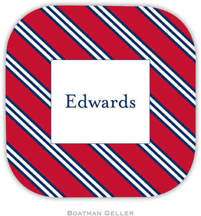 Personalized Hardbacked Coasters by Boatman Geller (Repp Tie Red & Navy)