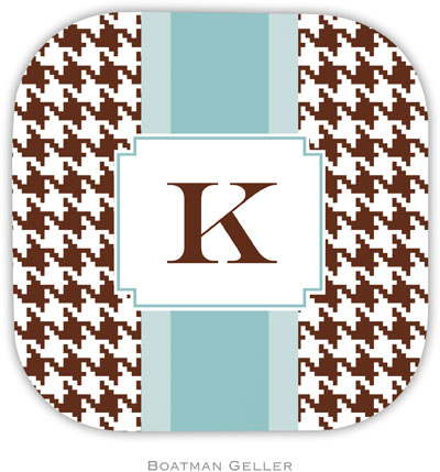 Personalized Hardbacked Coasters by Boatman Geller (Alex Houndstooth Chocolate)