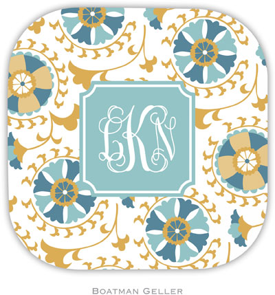 Personalized Hardbacked Coasters by Boatman Geller (Suzani Gold Preset)