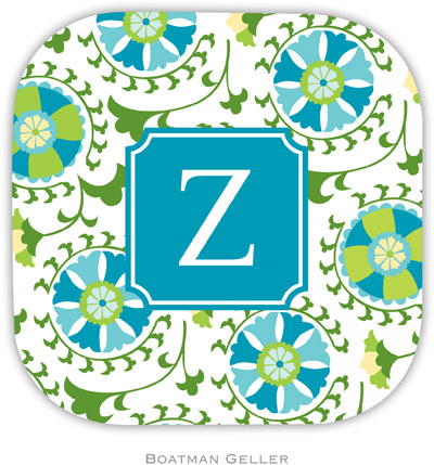 Personalized Hardbacked Coasters by Boatman Geller (Suzani Teal Preset)