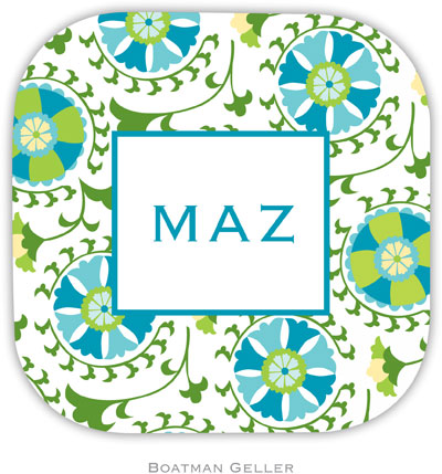 Personalized Hardbacked Coasters by Boatman Geller (Suzani Teal) Personalized Hardbacked Coasters by Boatman Geller (Suzani Teal)