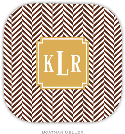 Personalized Hardbacked Coasters by Boatman Geller (Herringbone Chocolate Preset)