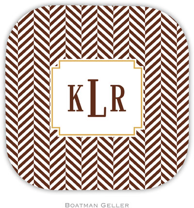 Personalized Hardbacked Coasters by Boatman Geller (Herringbone Chocolate)