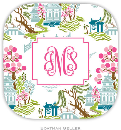 Personalized Hardbacked Coasters by Boatman Geller (Chinoiserie Spring)