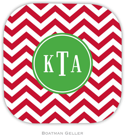 Personalized Hardbacked Coasters by Boatman Geller (Chevron Red Preset)