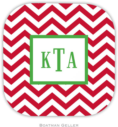 Personalized Hardbacked Coasters by Boatman Geller (Chevron Red)