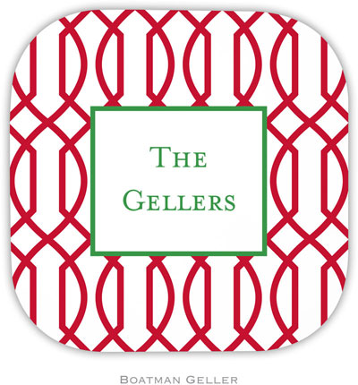 Personalized Hardbacked Coasters by Boatman Geller (Trellis Reverse Cherry)