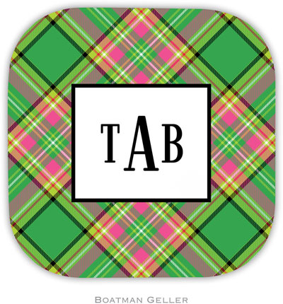 Personalized Hardbacked Coasters by Boatman Geller (Preppy Plaid)