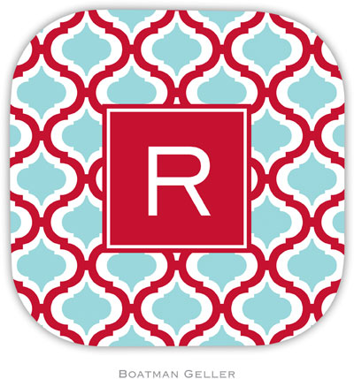 Personalized Hardbacked Coasters by Boatman Geller (Kate Red & Teal Preset)