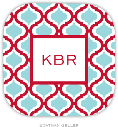 Personalized Hardbacked Coasters by Boatman Geller (Kate Red & Teal)