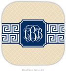 Personalized Hardbacked Coasters by Boatman Geller (Greek Key Band Navy Preset)