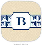 Personalized Hardbacked Coasters by Boatman Geller (Greek Key Band Navy)