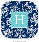 Personalized Hardbacked Coasters by Boatman Geller (Coral Repeat Navy Preset)