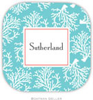 Personalized Hardbacked Coasters by Boatman Geller (Coral Repeat Teal)